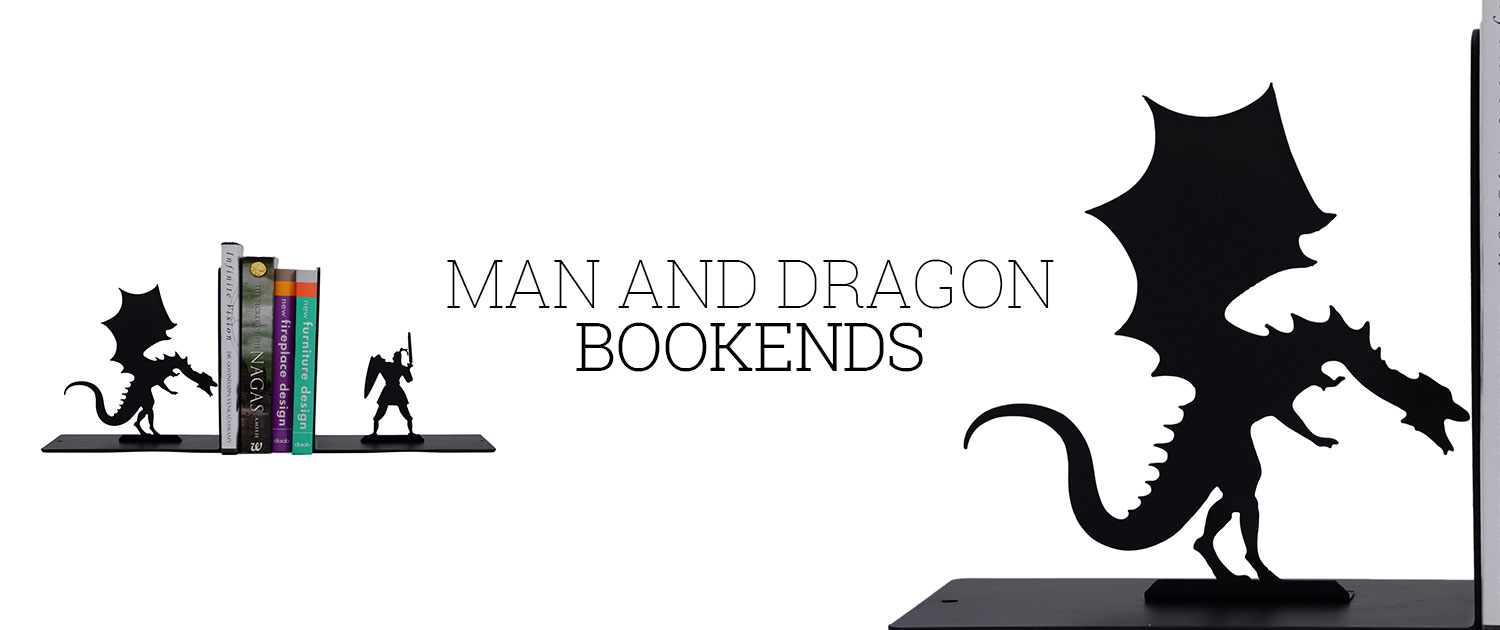 Man and Dragon bookends